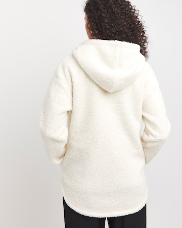 Cream Borg Longline Zip Up Jacket