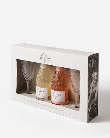 Kylie Minogue Prosecco and Rose with Flute Glasses Gift Set