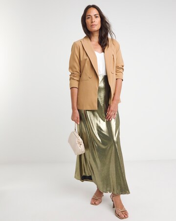 Gold Metallic Jersey Maxi Skirt