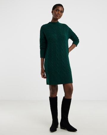 Emerald Cable Knitted Jumper Dress