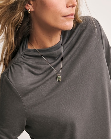 Anthology Pewter Drape Neck Long Sleeve Top