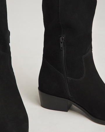 Yves Knee High Suede Cowboy Boots Extra Wide EEE Fit Curvy Calf