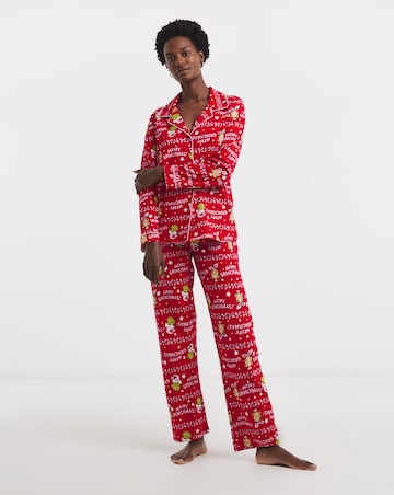 Grinch Christmas Button Through Cotton Pyjama Set