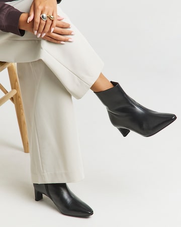 Anthology Mika Leather Kitten Heel Pointed Ankle Boots - Extra Wide Fit (EEE)