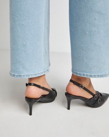 Montana Buckle Detail Kitten Heel Slingbacks - Extra Wide Fit (EEE)