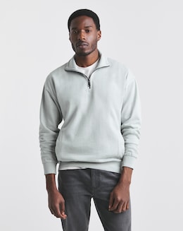 Union Garment Dyed 1/4 Zip Sweat- Steel Blue