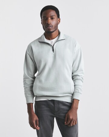 Union Garment Dyed Relaxed Fit 1/4 Zip Sweat- Steel Blue