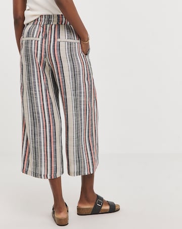 Printed Linen Mix Wide Leg Culotte