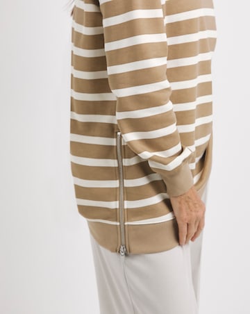 Stripe Side Zip Longline Sweatshirt