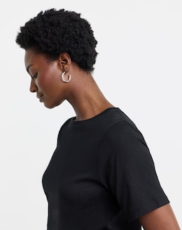 Pure Cotton Black Crew Neck Short Sleeve T-shirt