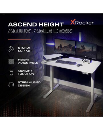 X Rocker Ascend Height Adjustable Desk White