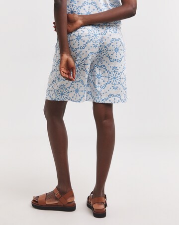 Printed Linen Mix Knee Length Shorts