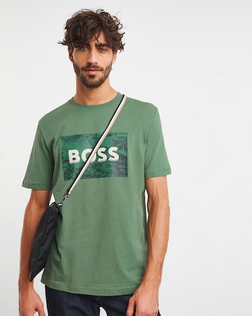 BOSS Short Sleeve Green Large Graphic Logo T-Shirt