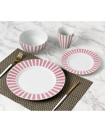 Waterside Pink Stripe 24 Piece Dinner Set