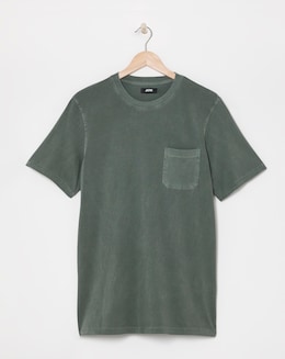 Garment Dyed Pocket T-Shirt Long Length- Dark Green