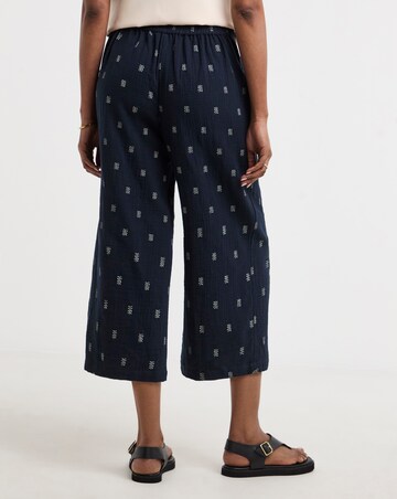 Pure Cotton Textured Cropped Wide Leg Culottes