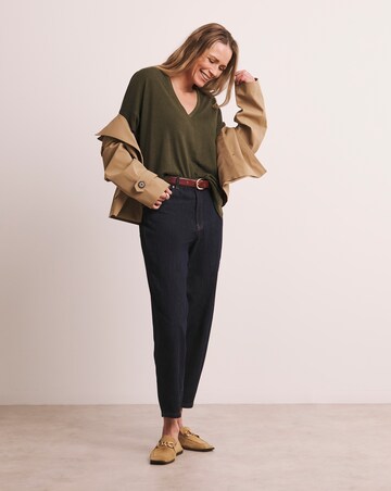 Anthology V neck Drop Shoulder Linen T-shirt