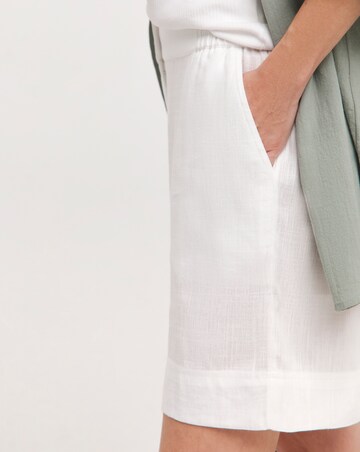 White Linen Bermuda Shorts