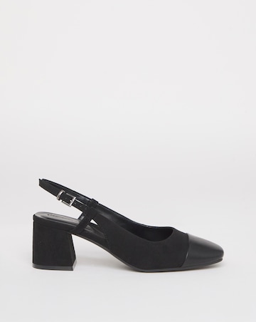 Heavenly Soles Tegan Low Block Heel Slingback Shoes - Extra Wide Fit (EEE)