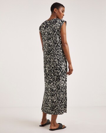 Viscose Elastane Midi T-Shirt Dress With Zip V-Neck