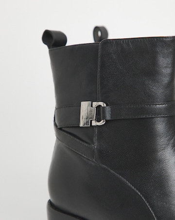 Miriam Low Block Heel Leather Ankle Boots with Trim - Extra Wide Fit (EEE)