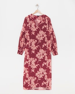 Frill Collar Printed Maxi Dress