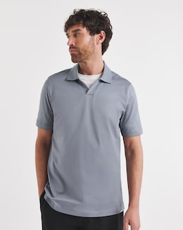 Folio Mercerised SupimaTrophy Neck Polo- Powder Blue