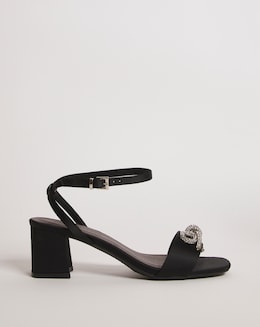 Glitzy Bow Block Heel Sandal - Wide Fit (E)