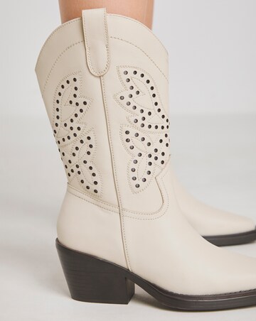 Daytona Leather Western Mid Calf Boots - Wide Fit (E) & Standard Calf