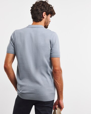 Blue Cotton Short Sleeve Knit Polo
