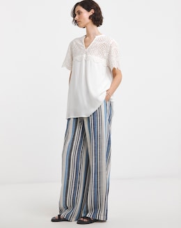 Blue Stripe Wide Leg Trousers