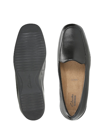 Clarks Black Georgia Shoes -Wide Fit (E)