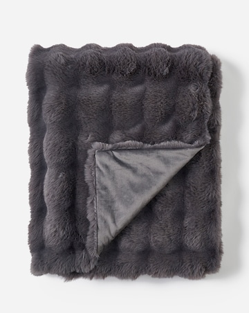 Bubble Faux Fur Throw - Charcoal