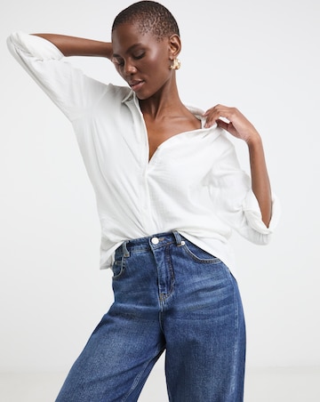 Pure Cotton Textured Relaxed Long Sleeve Shirt