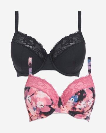 Pretty Secrets (2 Pack) Adrianne Full Cup Wired Bras Floral/Black