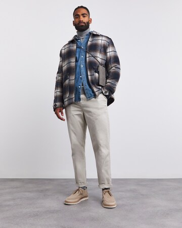 Faux Wool Check Zip Detail Shacket