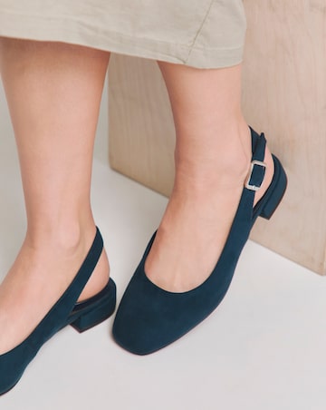 Clemmie Low Block Heel Slingback Shoe - Wide Fit (E)
