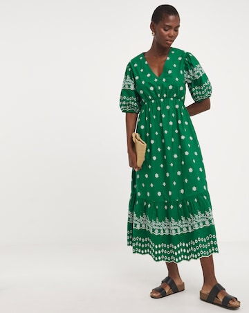Contrast Broderie Tea Dress