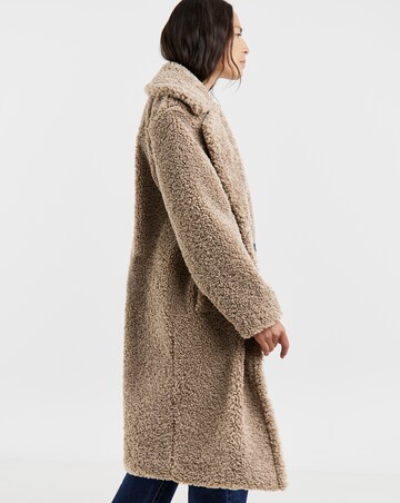 Mushroom Button Front Borg Teddy Coat