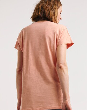 Pink Lace Trim Short Sleeve Longline Top
