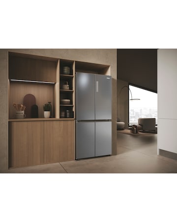 Haier Cube 83 Series 3 HCR3818ENMG American Fridge Freezer Silver + Install