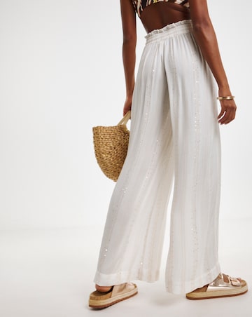 Beach to Beach Wide Leg Lurex Beach Trousers