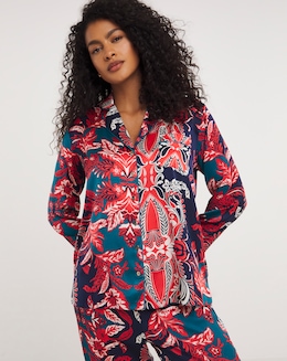 Stretch Satin Button Through Pyjama Set