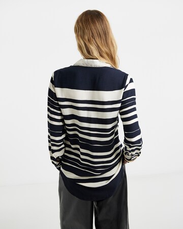 Black Stripe Dipped Back Viscose Shirt
