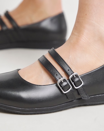 Heavenly Soles Alexis Classic Mary Janes With Two Straps - Wide Fit (E)
