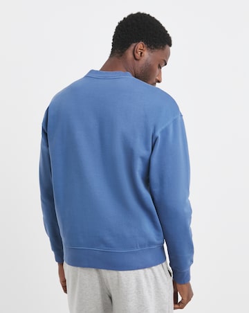 Relaxed Fit Garment Dyed Crew Sweatshirt- Blue