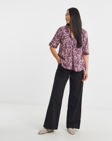 Collarless Button Through Blouse