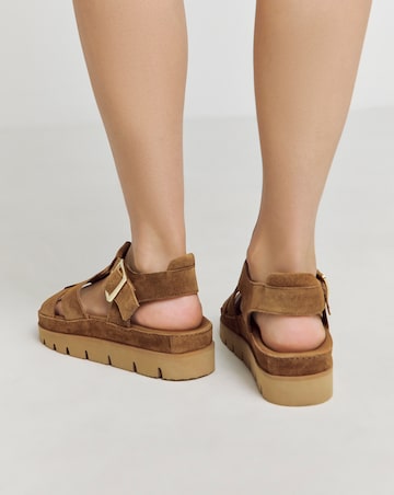 Sakura Fisherman Suede Flatform Sandals - Wide Fit (E)