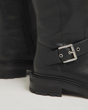 Eden Buckle Detail Knee High Boots - Extra Wide Fit (EEE) & Curvy Calf