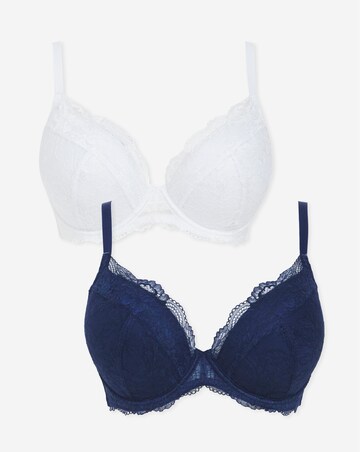 Pretty Secrets (2 Pack) New Ella Padded Plunge Wired Bras (B-G) Navy/White